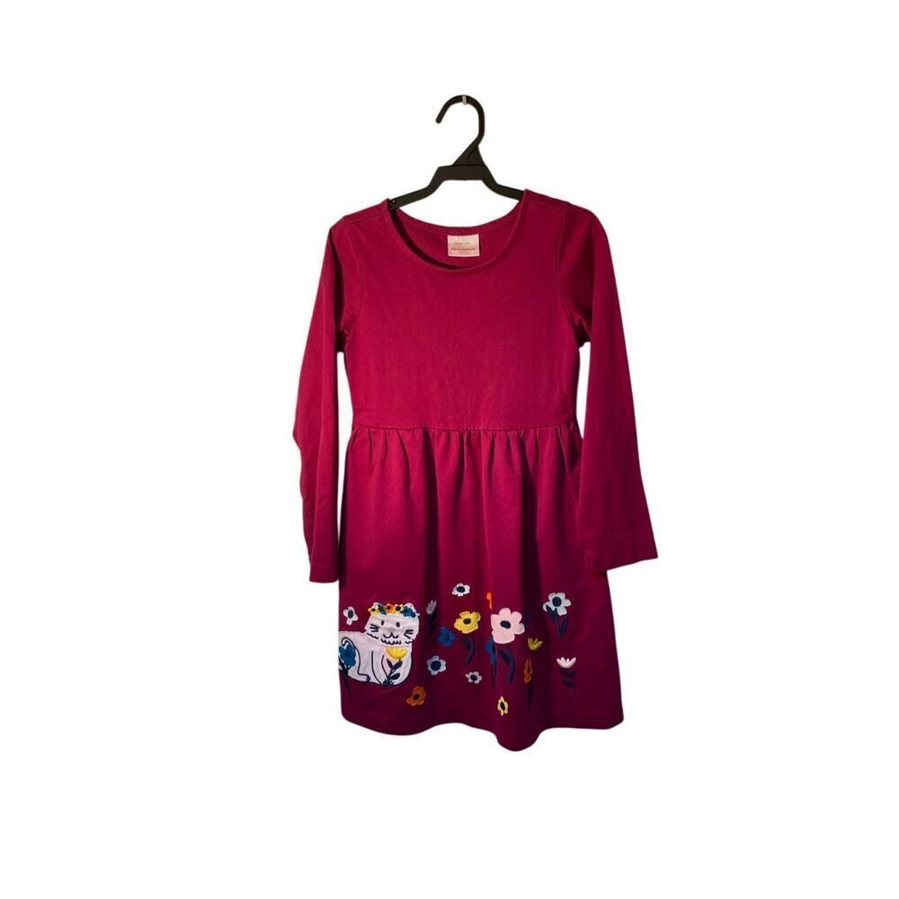 Hanna Andersson girls magenta Kat floral embellished dress 8
